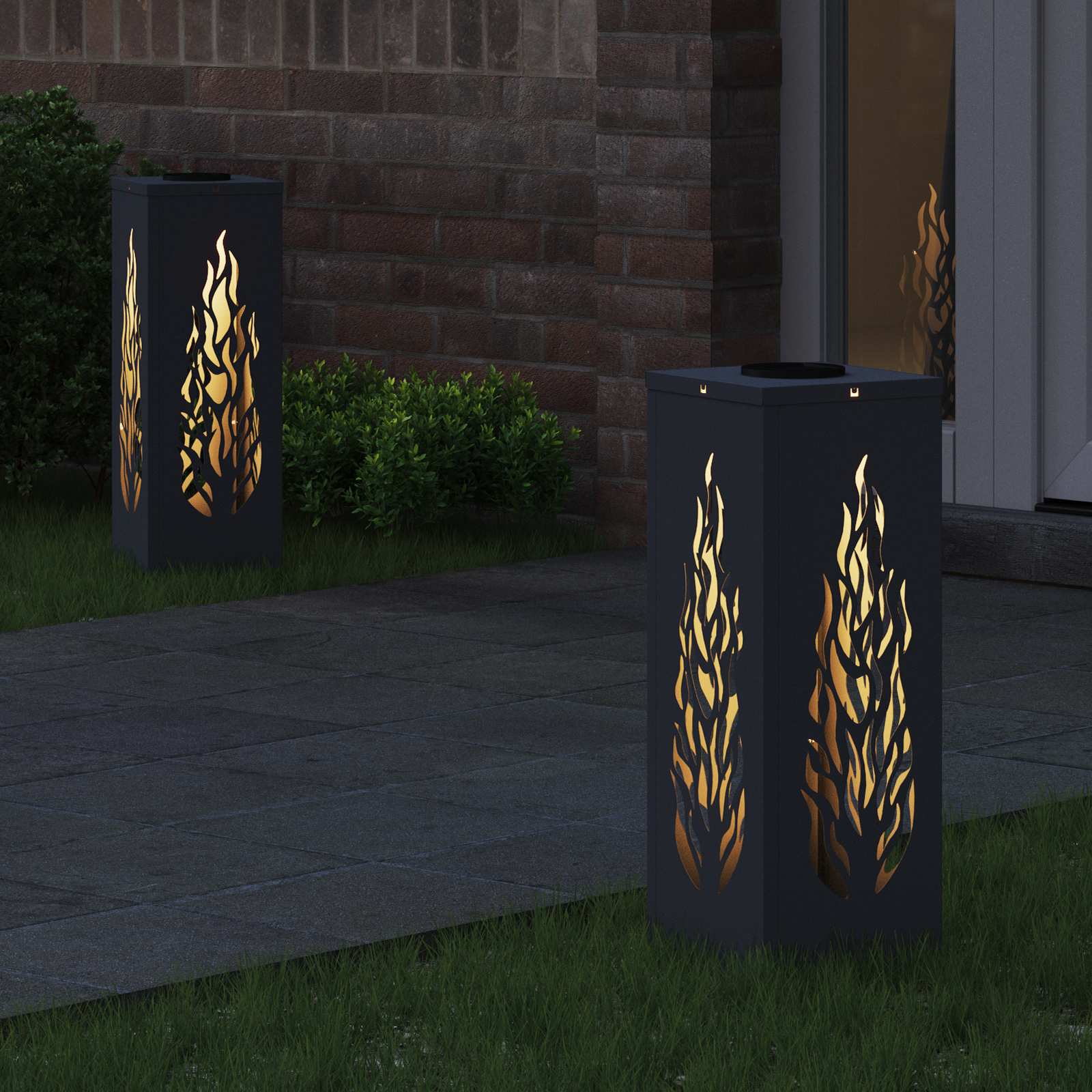 Faro LED solare per sentieri 2 pz Bianco caldo 18 x 18 x 50 cm