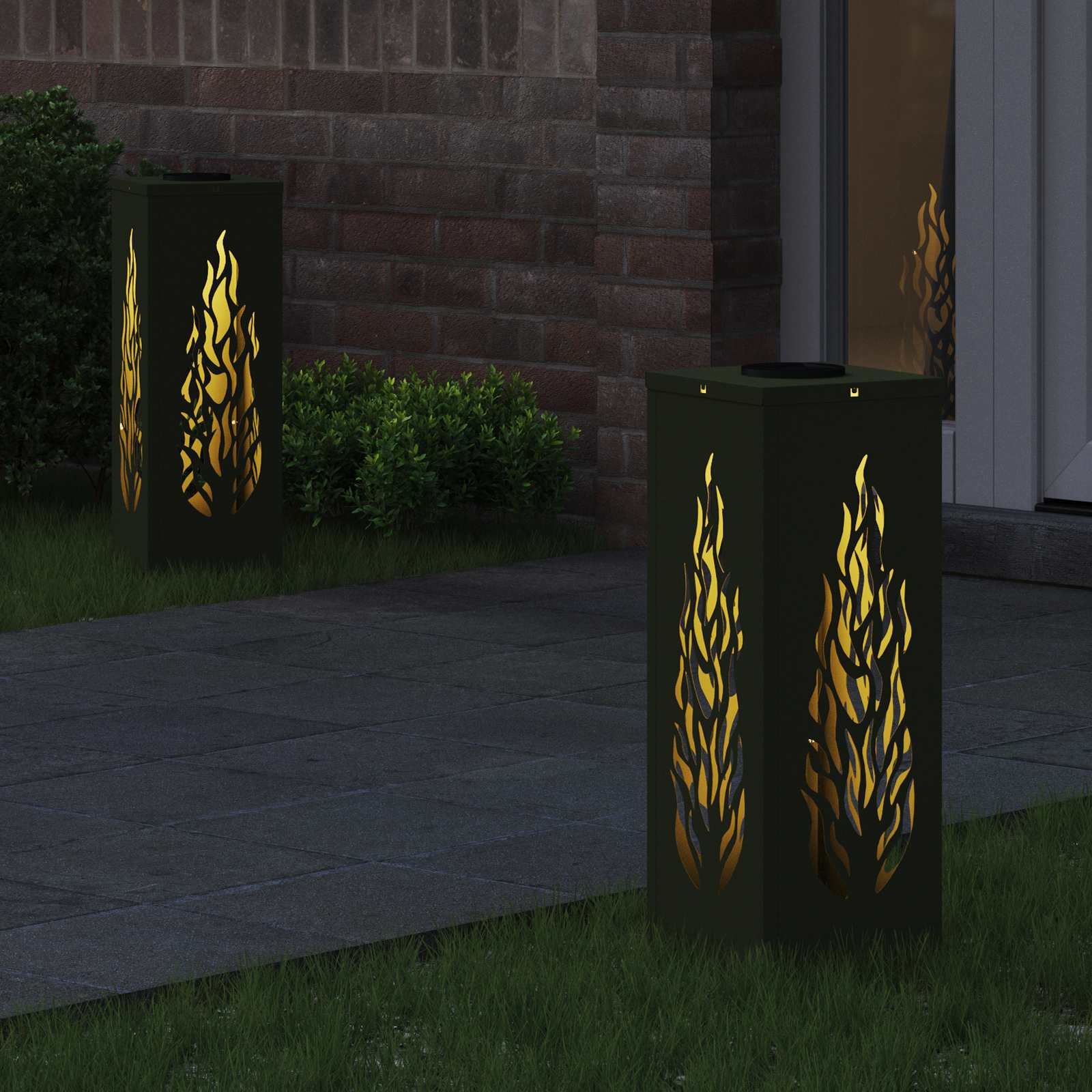 Faro LED solare per sentieri 2 pz Bianco caldo 18 x 18 x 50 cm