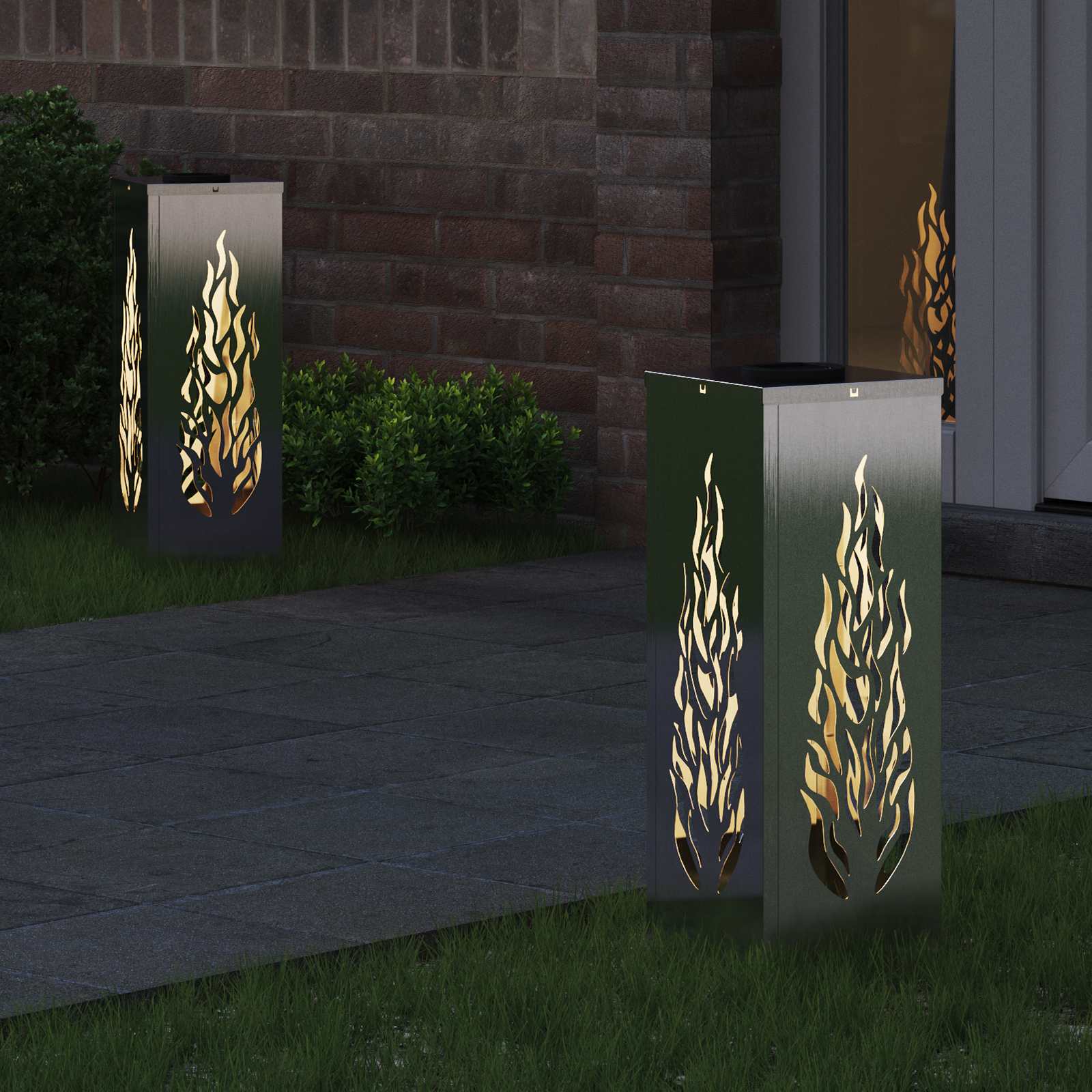 Faro LED solare per sentieri 2 pz Bianco caldo 18 x 18 x 50 cm