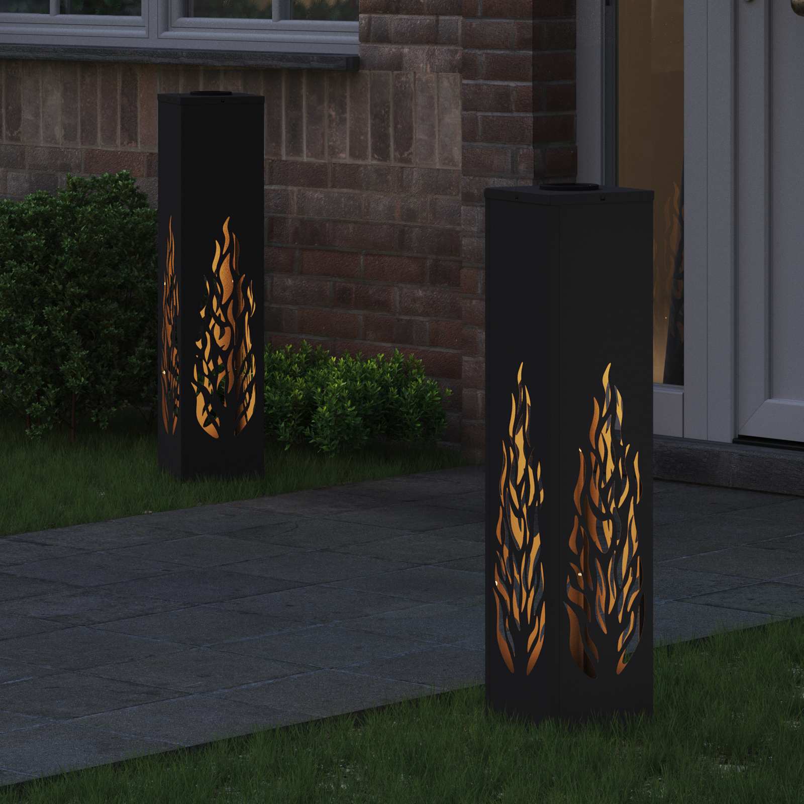 Faro LED solare per sentieri 2 pz Bianco caldo 18 x 18 x 80 cm