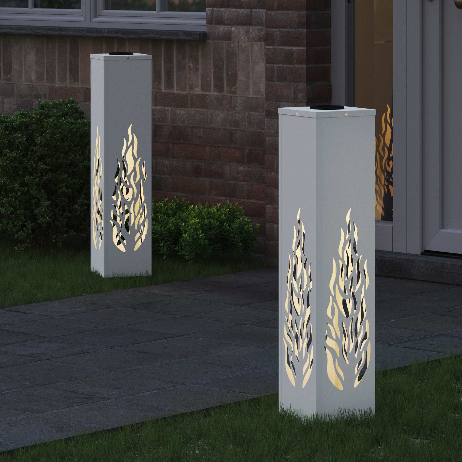 Faro LED solare per sentieri 2 pz Bianco caldo 18 x 18 x 80 cm