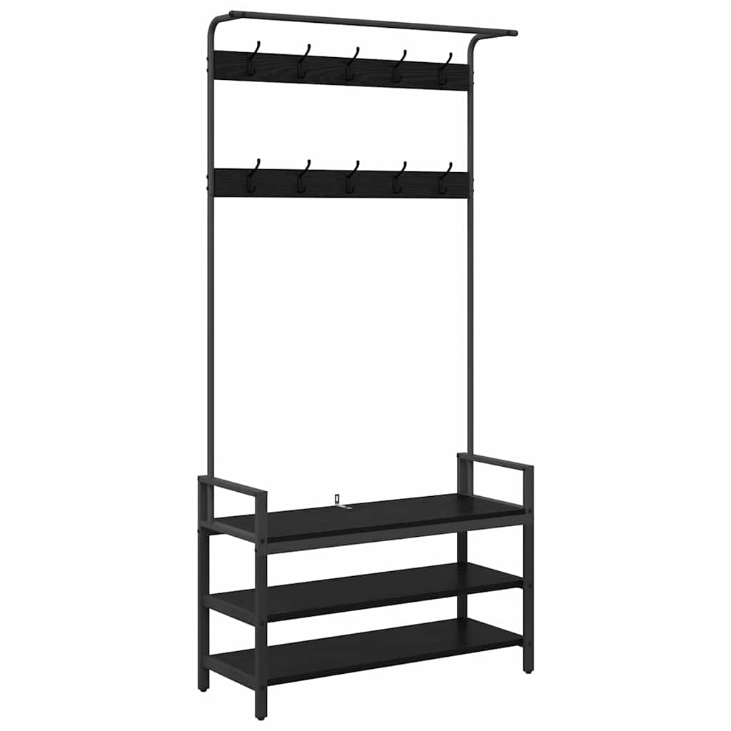 Appendiabiti Rovere Nero 95 x 34 x 184 cm Legno ingegnerizzato