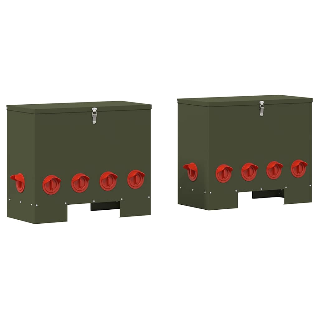 Feeder per pollo 2 Verde Oliva 60,5 x 29 x 51 cm 25 kg