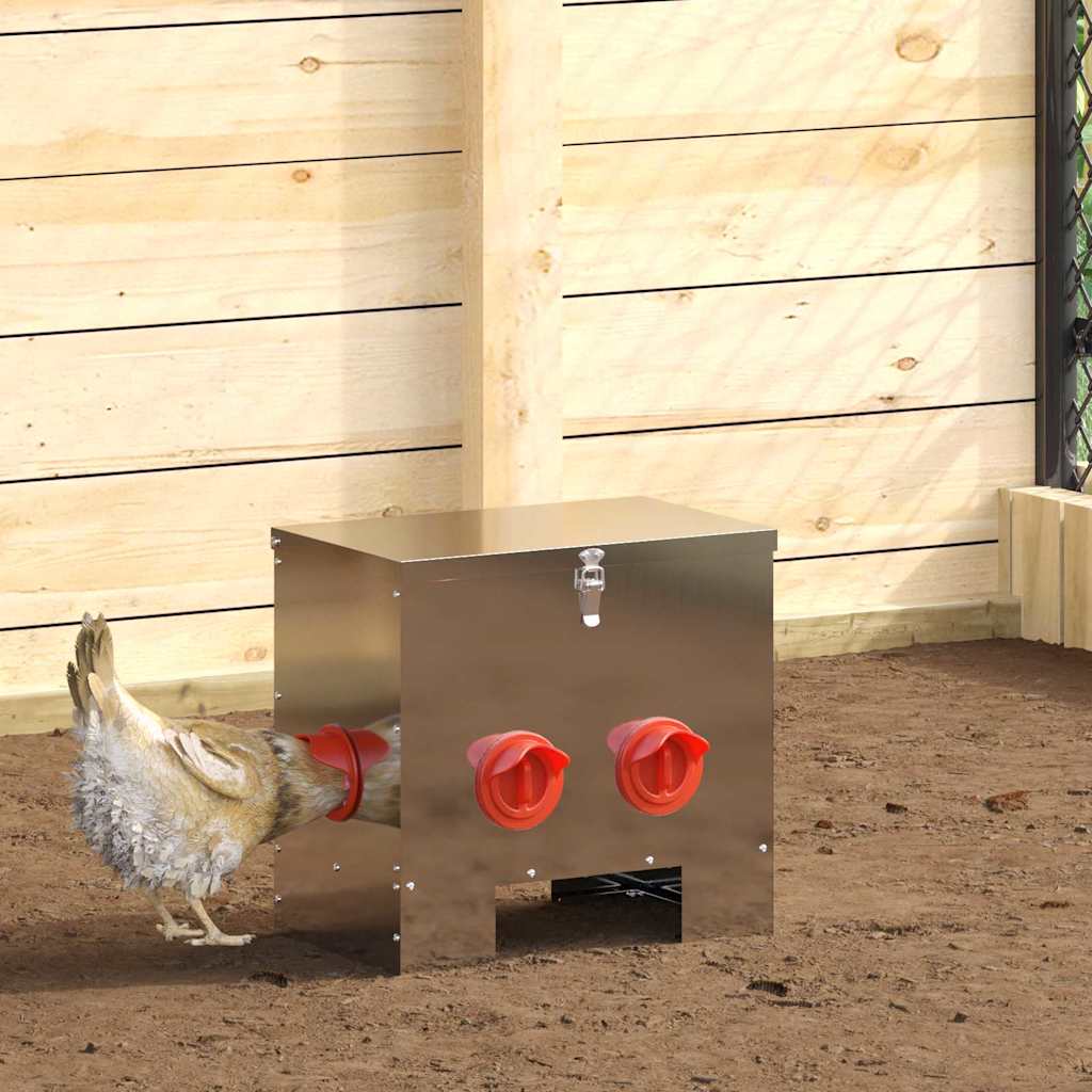Feeder per pollo 2 Argento 40,5 x 25 x 38 cm 20 kg