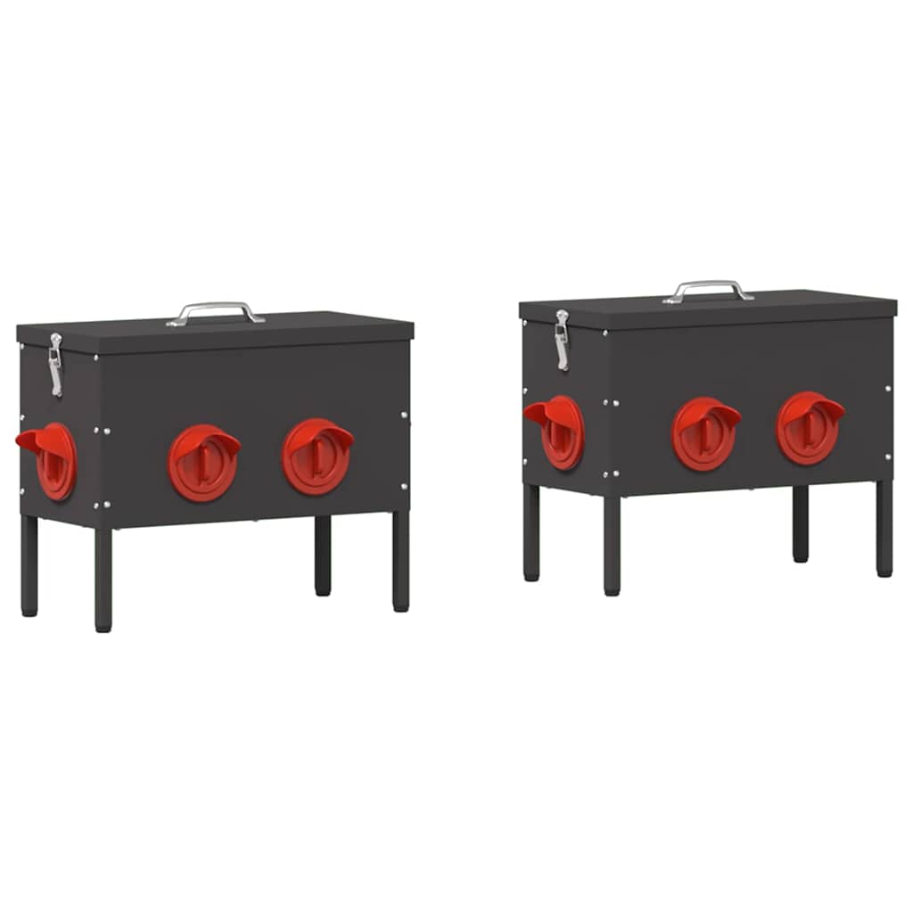 Feeder per pollo 2 Nero 42 x 20,5 x 33 cm 15 kg
