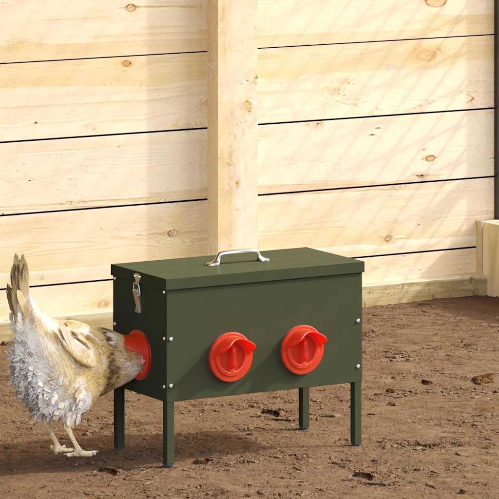 Feeder per pollo 2 Verde oliva 42 x 20,5 x 33 cm 15 kg