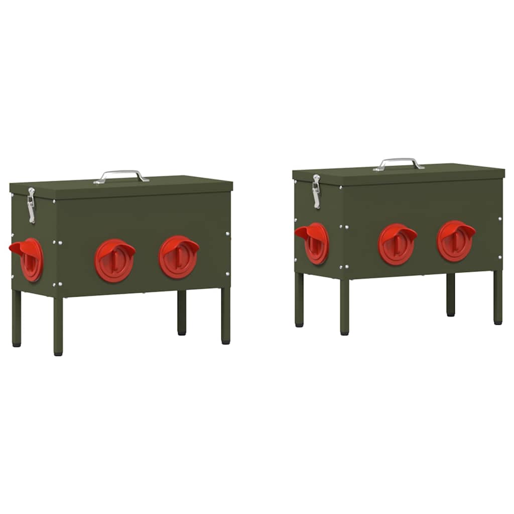Feeder per pollo 2 Verde oliva 42 x 20,5 x 33 cm 15 kg