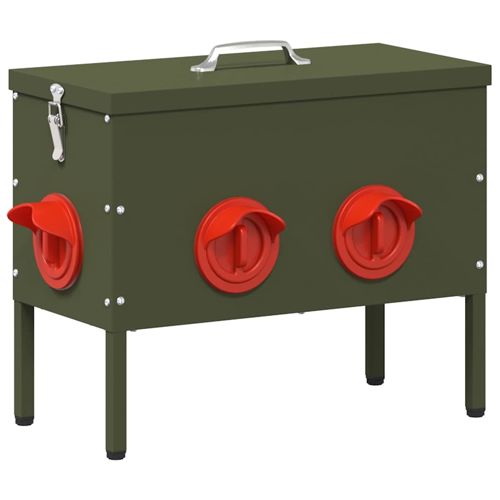 Feeder per pollo 2 Verde oliva 42 x 20,5 x 33 cm 15 kg
