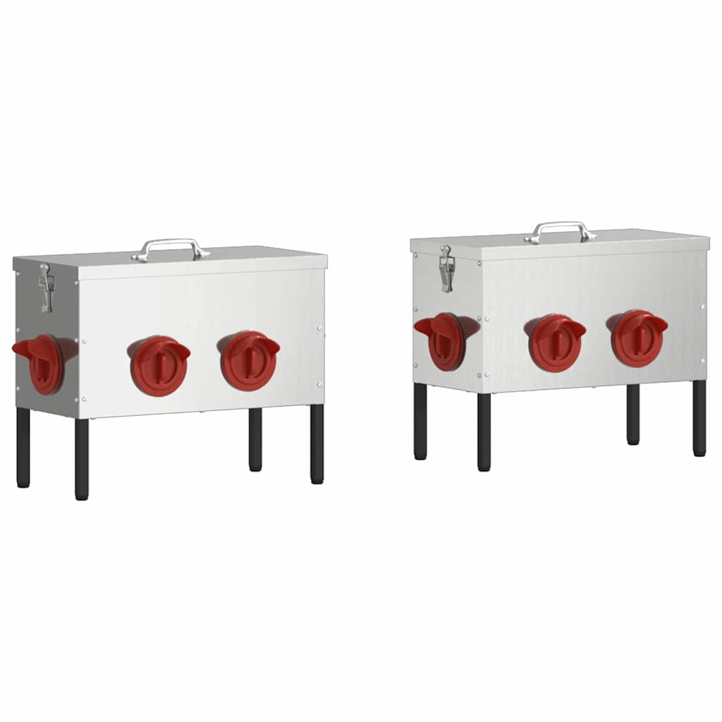 Feeder per pollo 2 Argento 42 x 20,5 x 33 cm 15 kg