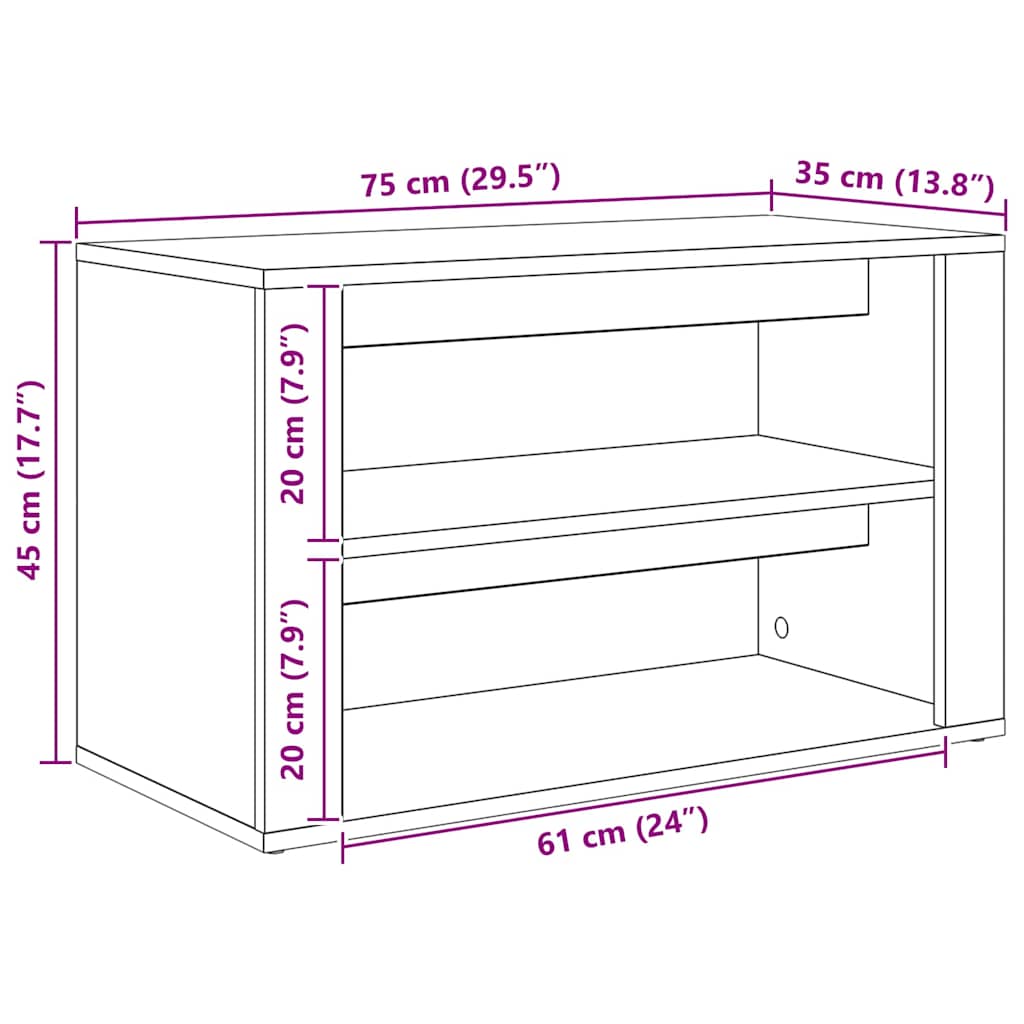 Scarpiera 75 x 35 x 45 cm Legno ingegnerizzato Legno vecchio