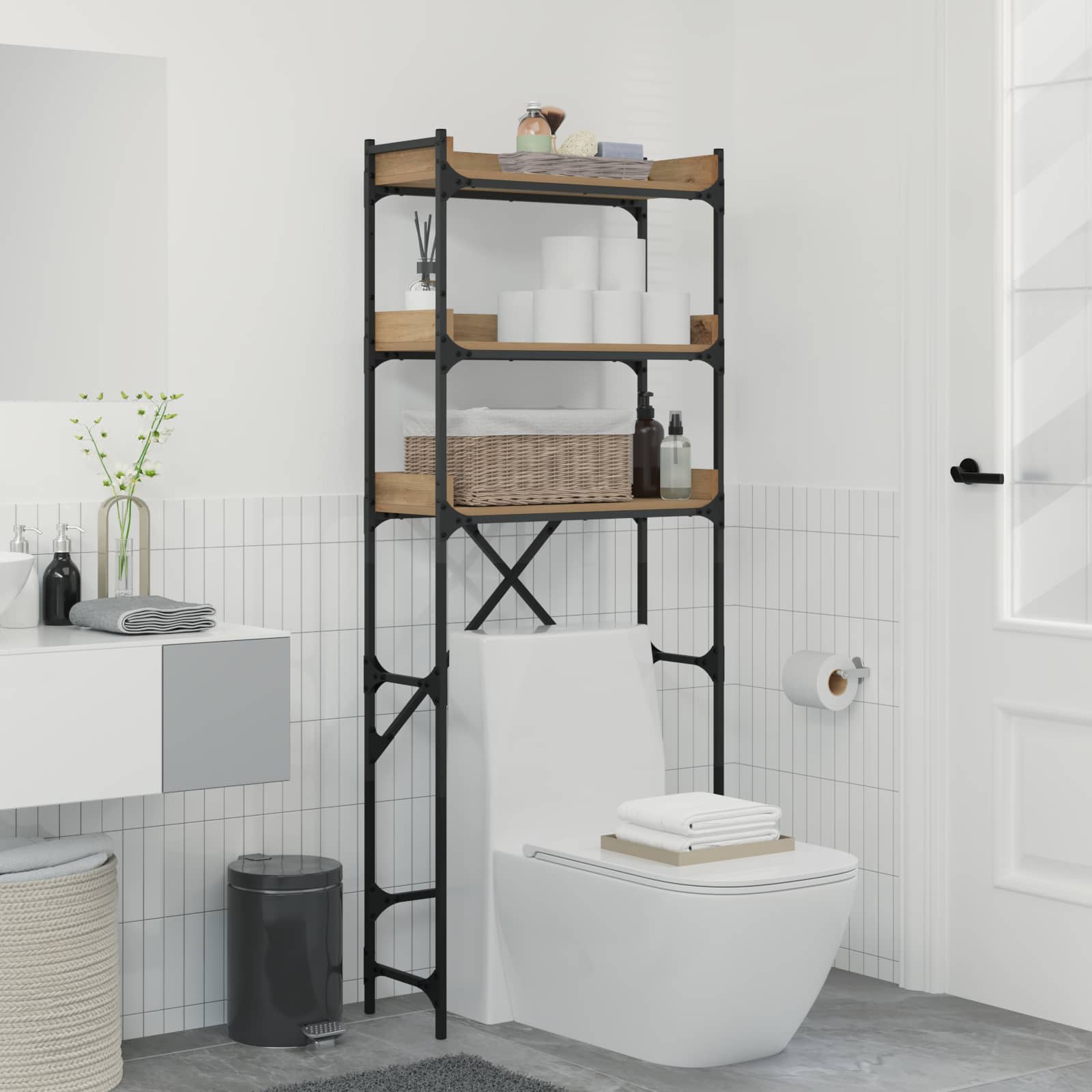 Mensola per lavatrice Rovere artigianale 67 x 25 x 163 cm