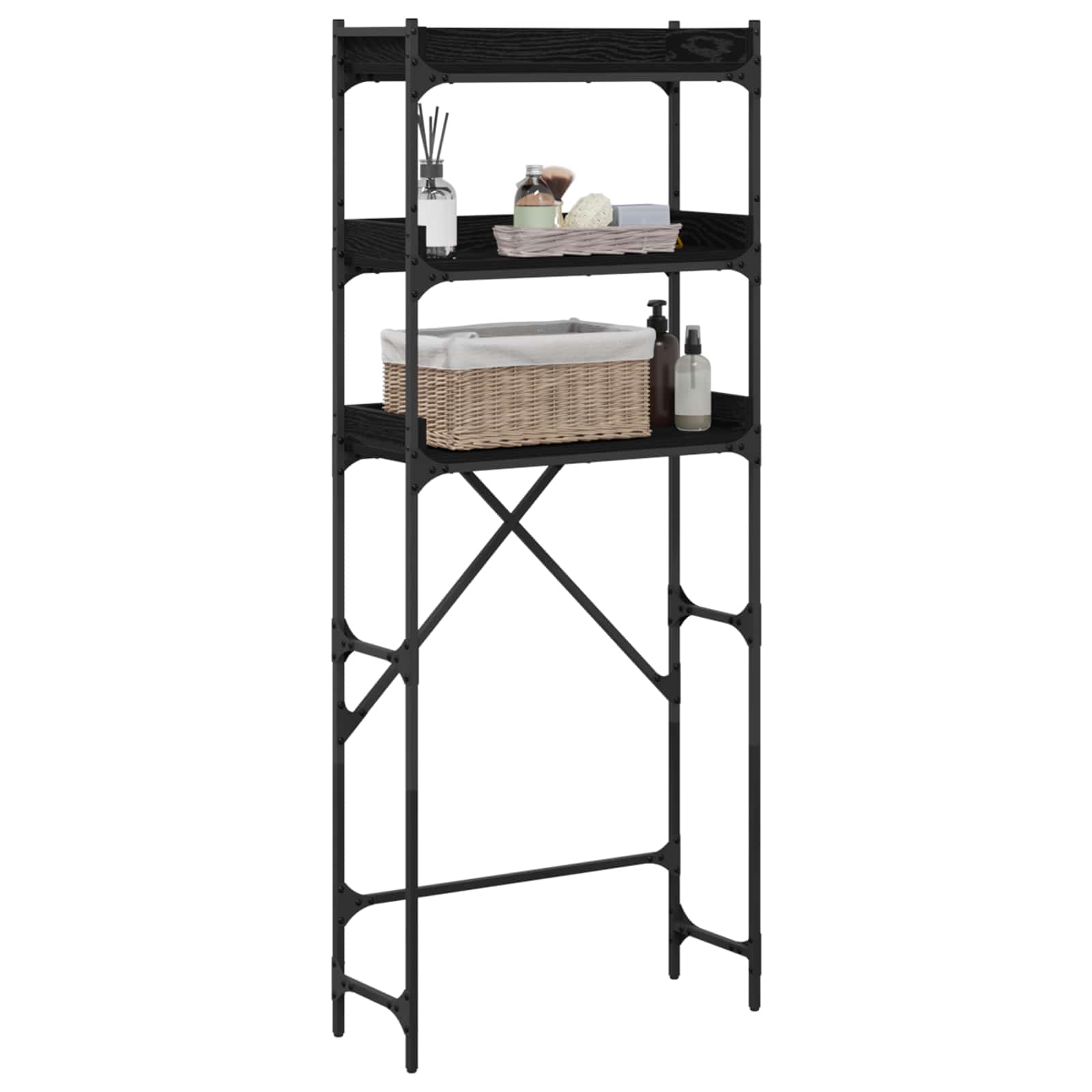 Mensola per lavatrice Rovere Nero 67 x 25 x 163 cm