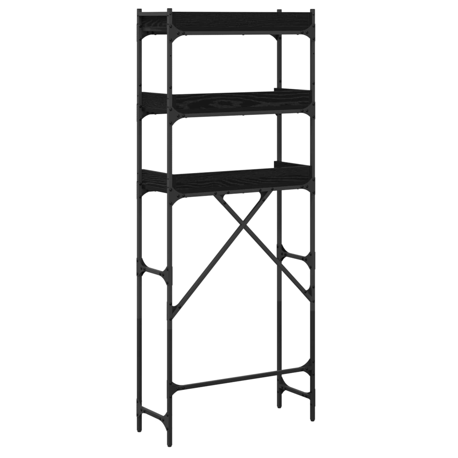 Mensola per lavatrice Rovere Nero 67 x 25 x 163 cm