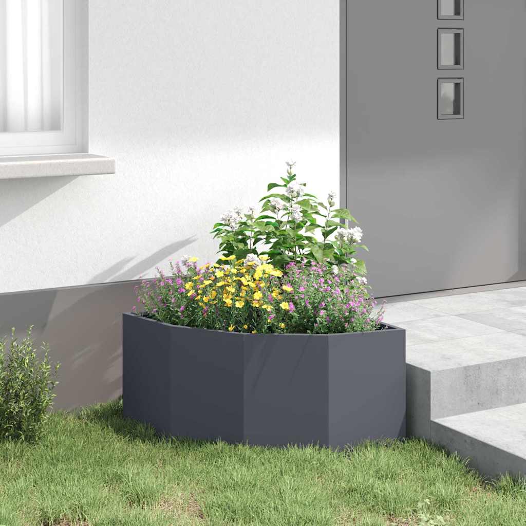 Vaso d'angolo Antracite 60 x 60 x 35 cm Acciaio