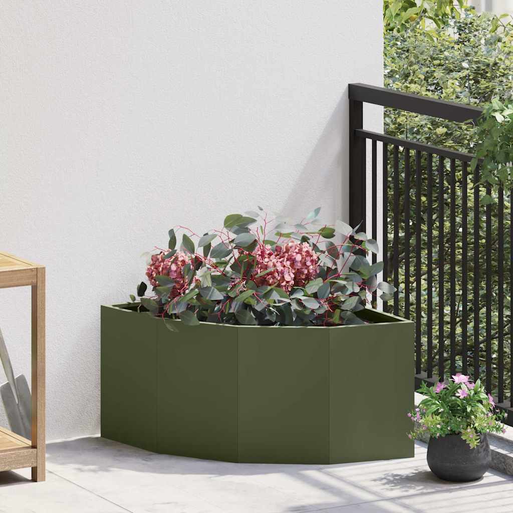 Vaso d'angolo Verde oliva 60 x 60 x 35 cm Acciaio