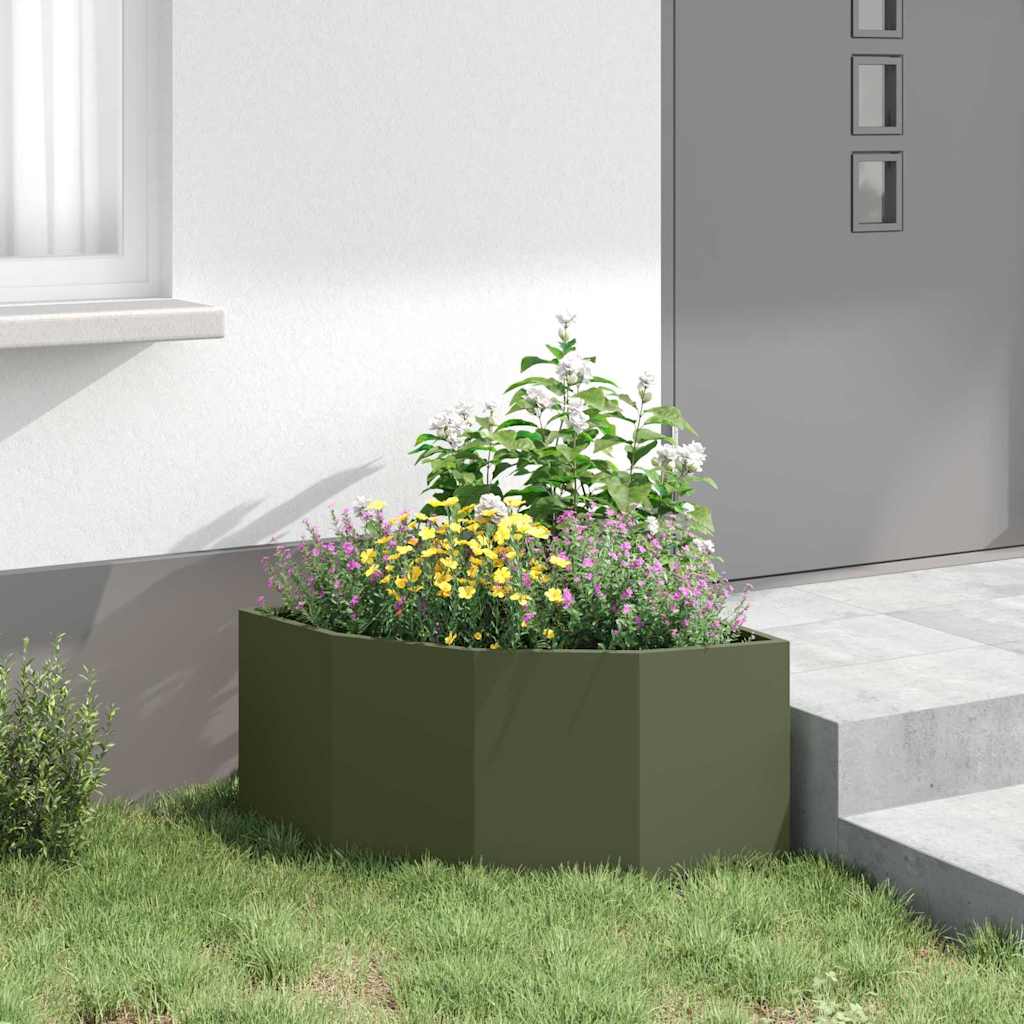 Vaso d'angolo Verde oliva 60 x 60 x 35 cm Acciaio