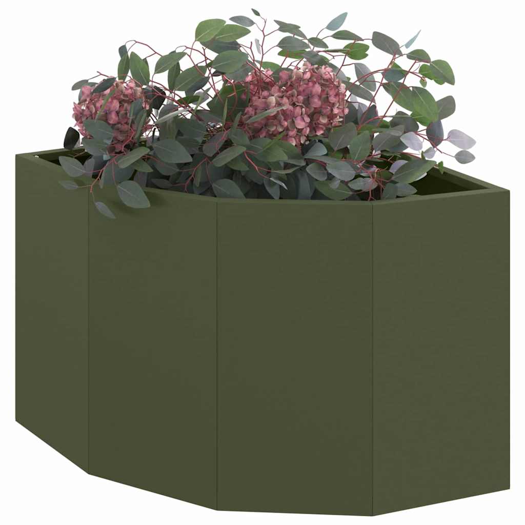 Vaso d'angolo Verde oliva 45 x 45 x 35 cm Acciaio