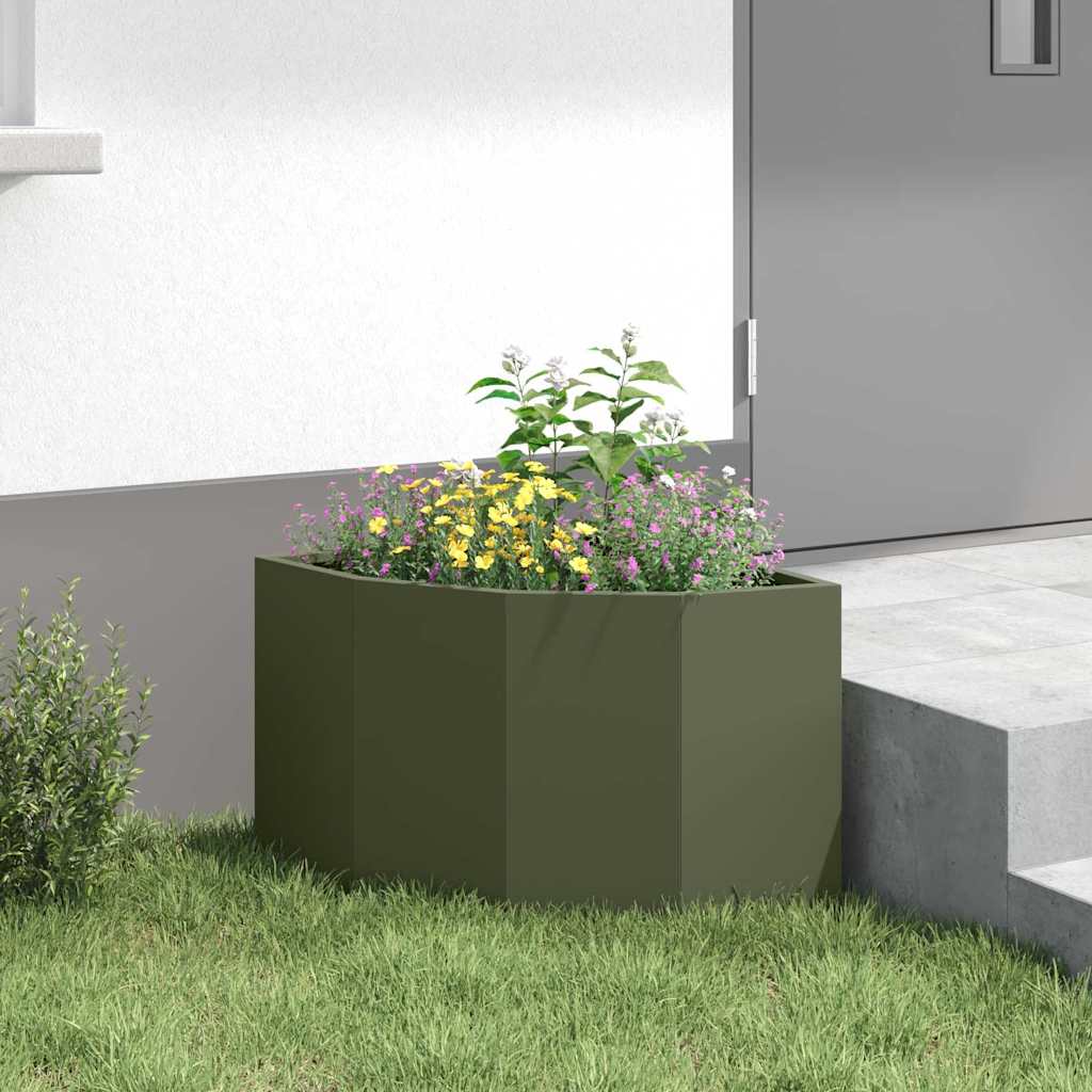Vaso d'angolo Verde oliva 45 x 45 x 35 cm Acciaio