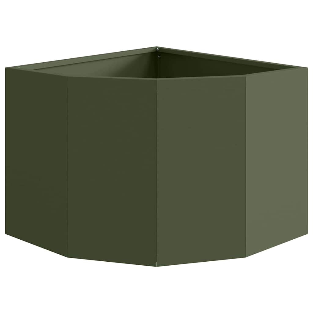 Vaso d'angolo Verde oliva 45 x 45 x 35 cm Acciaio