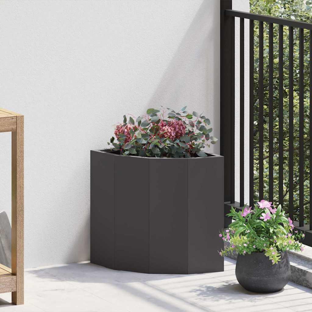 Vaso d'angolo Nero 30 x 30 x 35 cm Acciaio