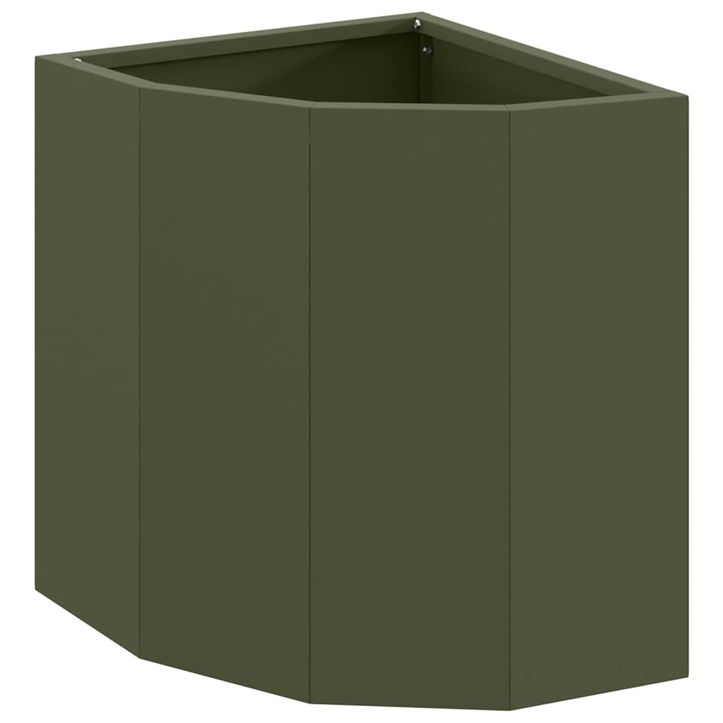 Vaso d'angolo Verde oliva 30 x 30 x 35 cm Acciaio