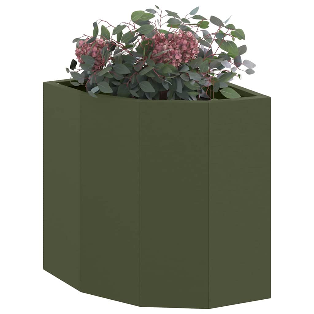 Vaso d'angolo Verde oliva 30 x 30 x 35 cm Acciaio