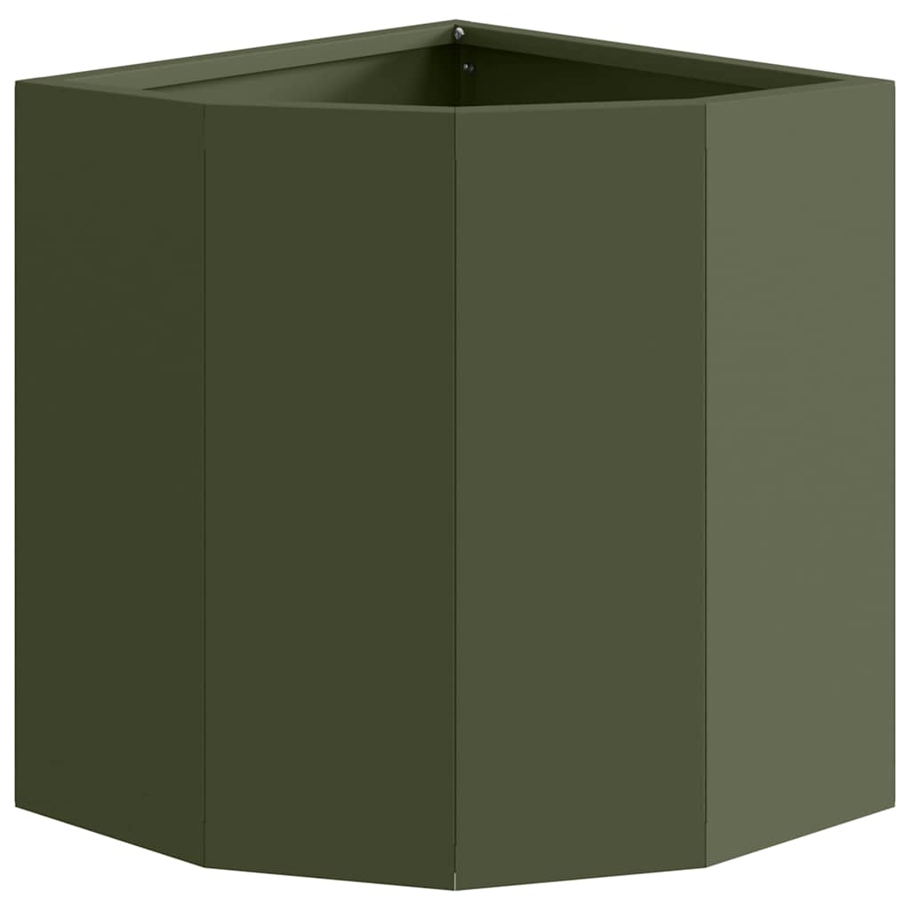 Vaso d'angolo Verde oliva 30 x 30 x 35 cm Acciaio