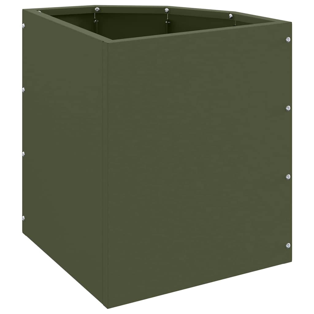 Vaso d'angolo Verde oliva 30 x 30 x 35 cm Acciaio