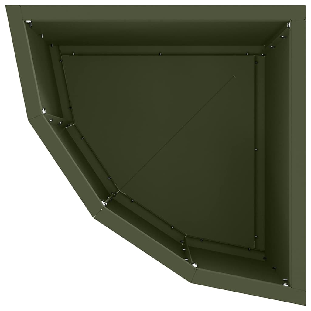 Vaso d'angolo Verde oliva 30 x 30 x 35 cm Acciaio