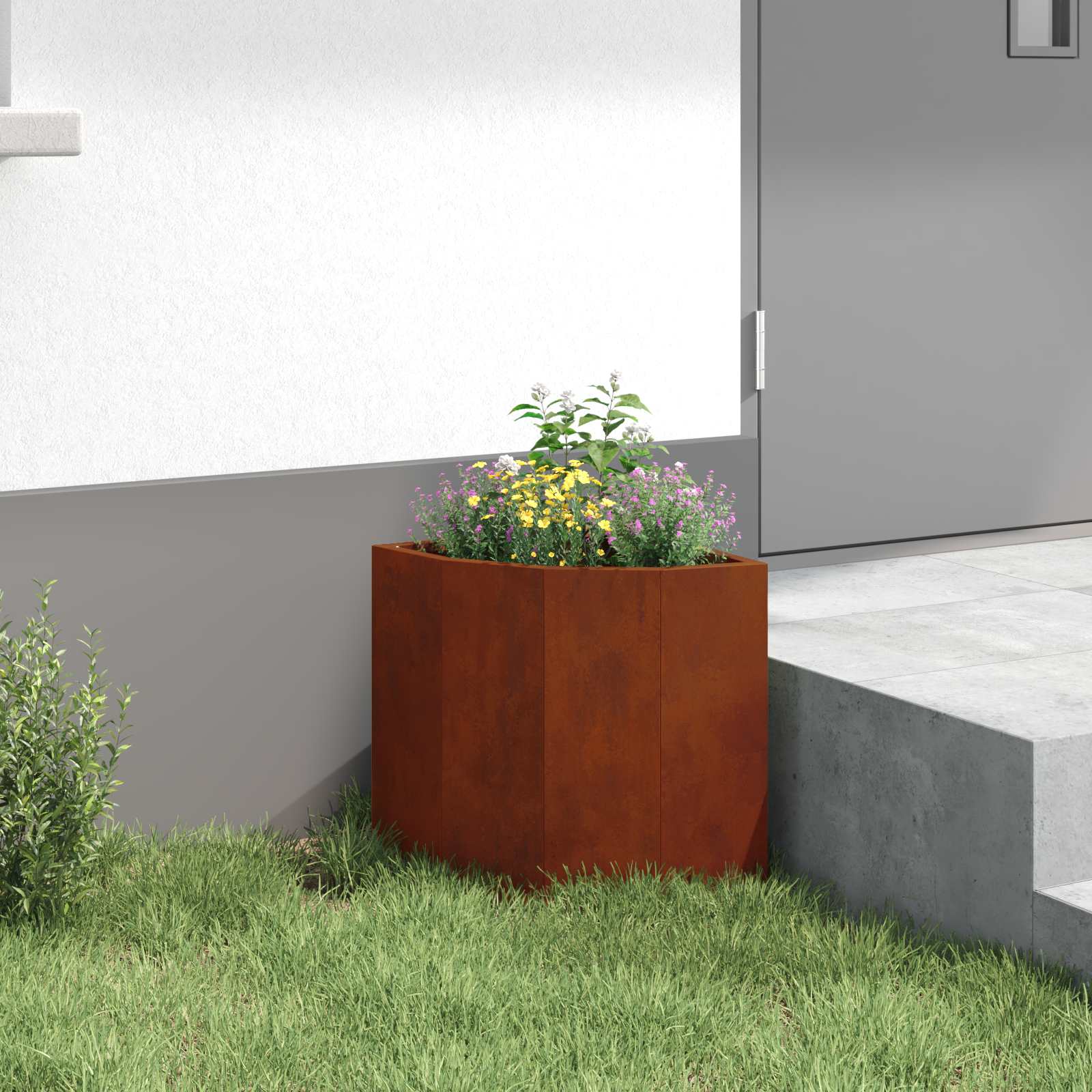 Vaso d'angolo Ruggine 30 x 30 x 35 cm acciaio corten