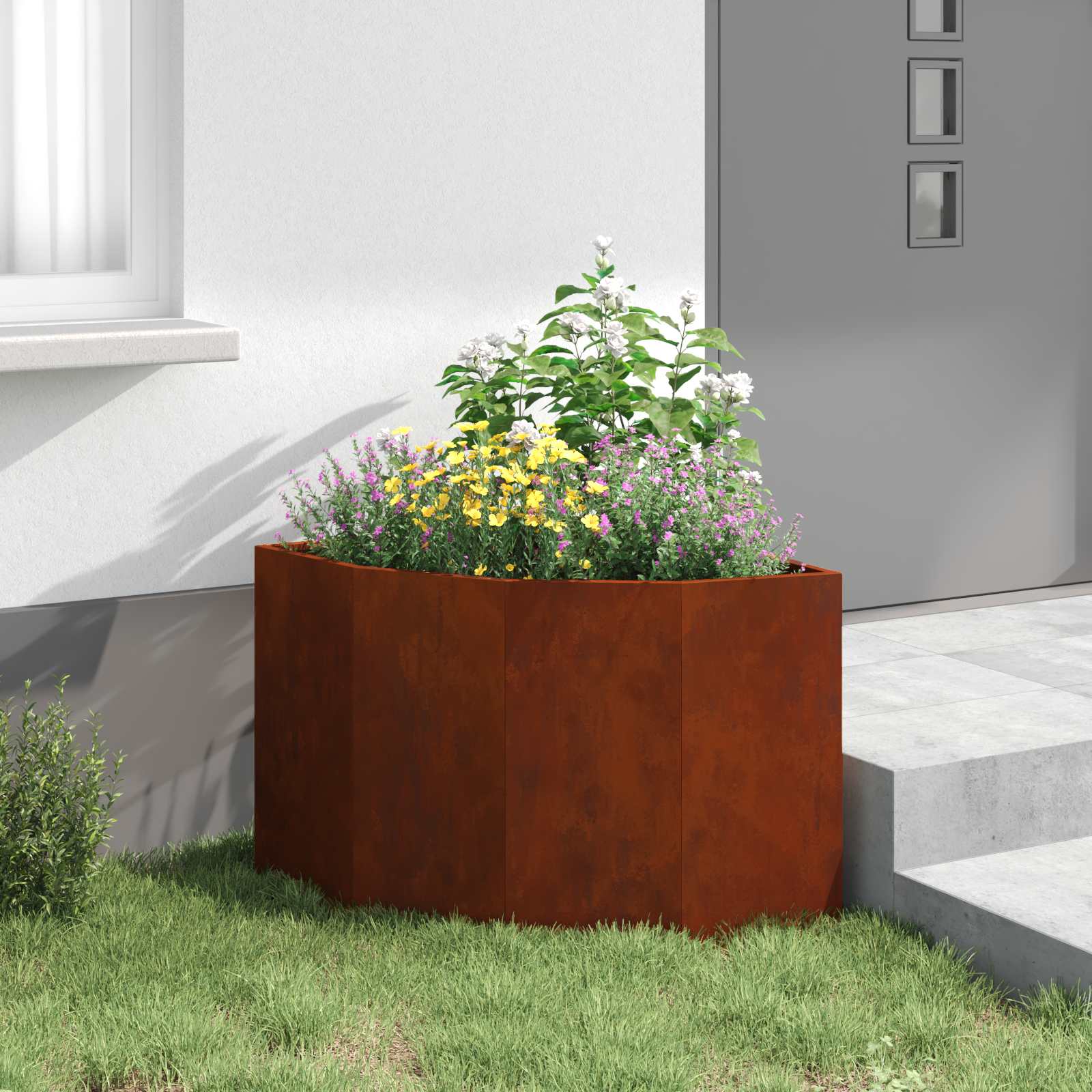 Vaso d'angolo Ruggine 60 x 60 x 50 cm acciaio corten