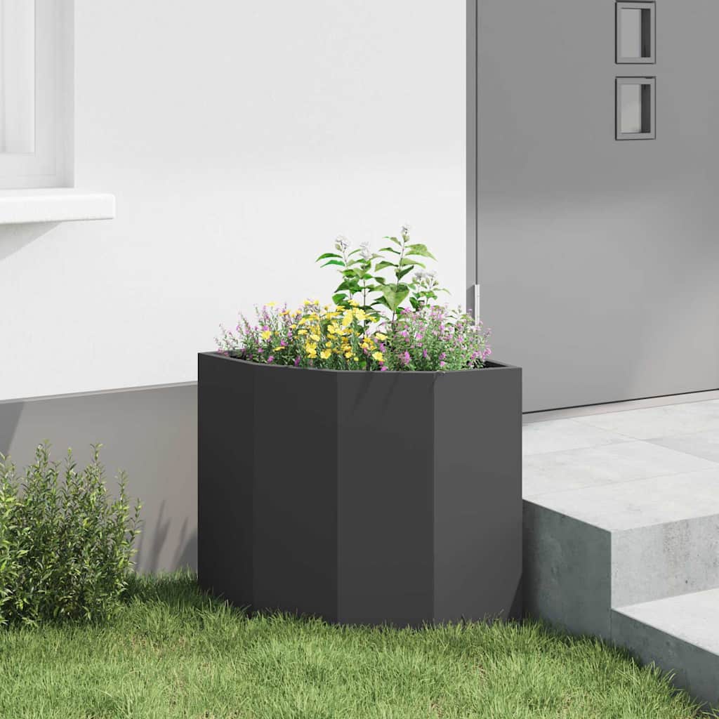 Vaso d'angolo Nero 45 x 45 x 50 cm Acciaio