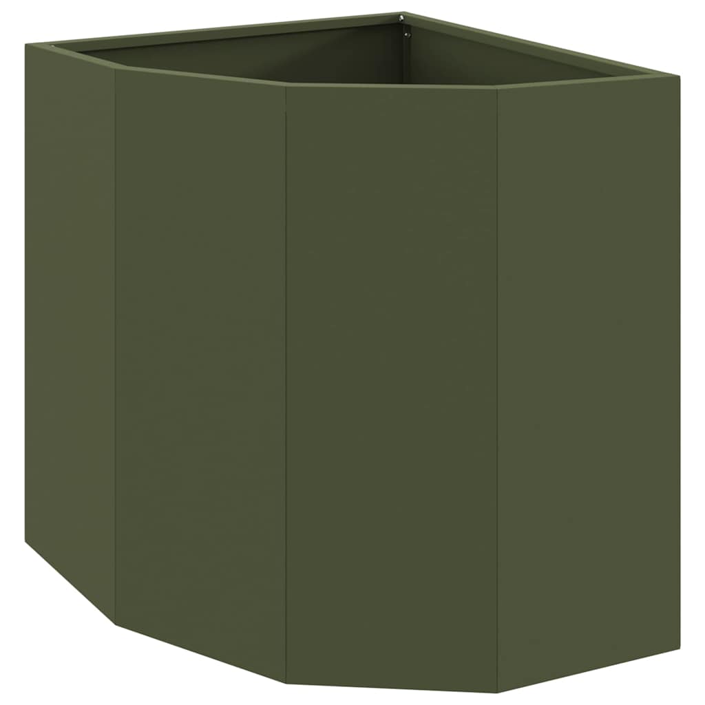 Vaso d'angolo Verde oliva 45 x 45 x 50 cm Acciaio