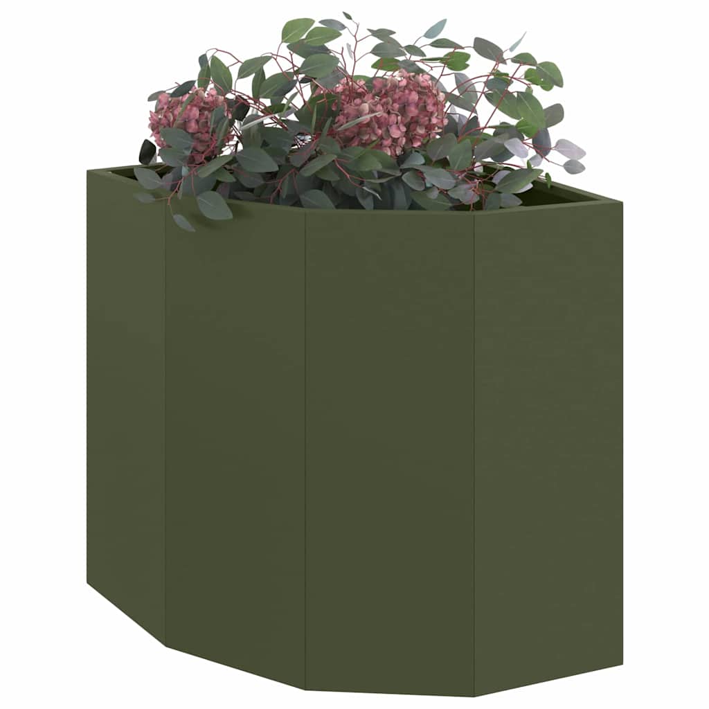 Vaso d'angolo Verde oliva 45 x 45 x 50 cm Acciaio