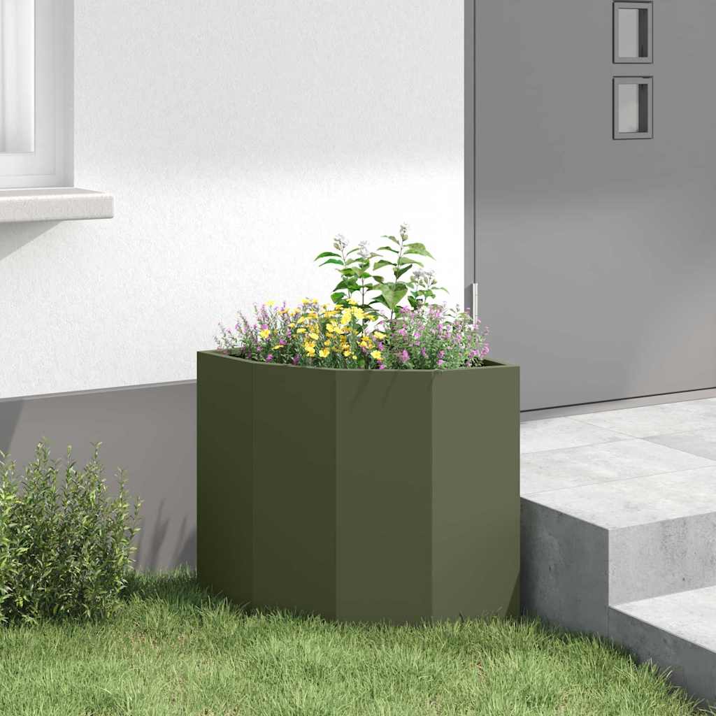 Vaso d'angolo Verde oliva 45 x 45 x 50 cm Acciaio