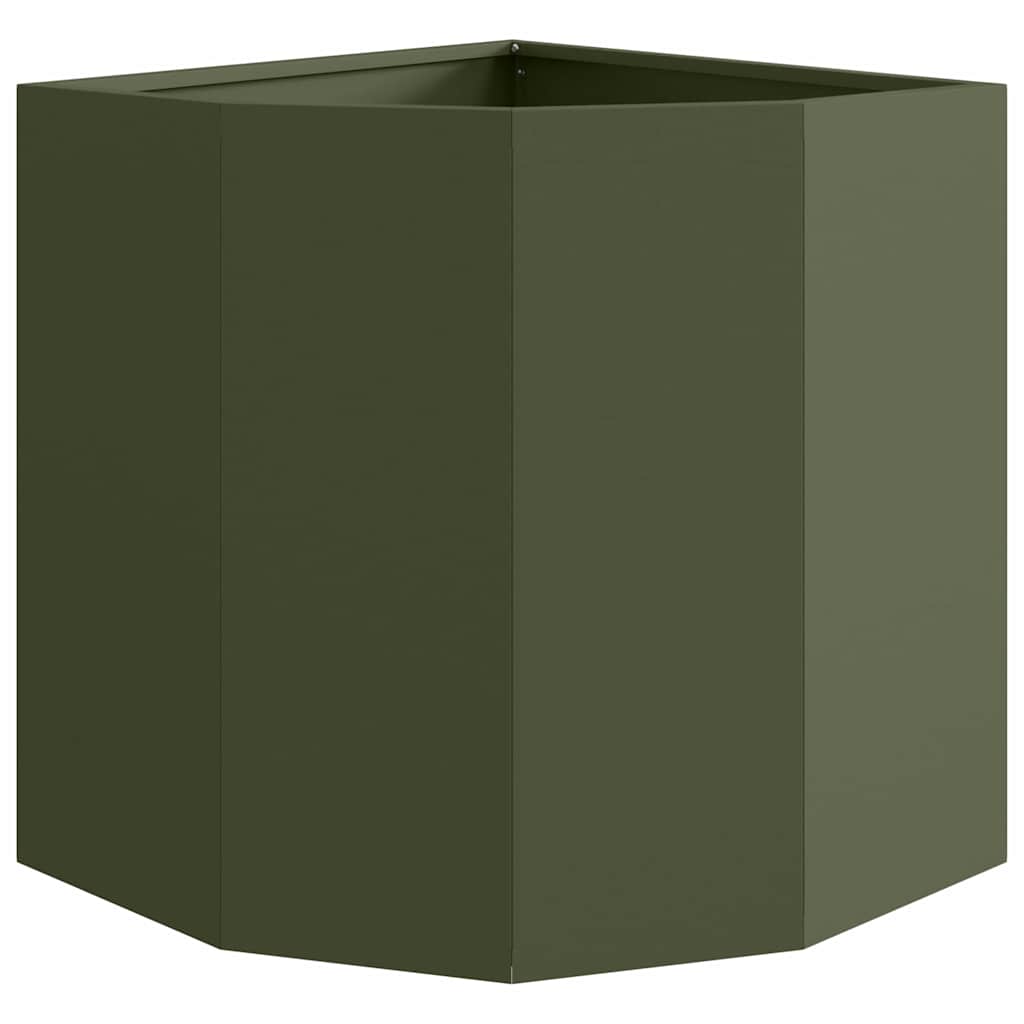Vaso d'angolo Verde oliva 45 x 45 x 50 cm Acciaio