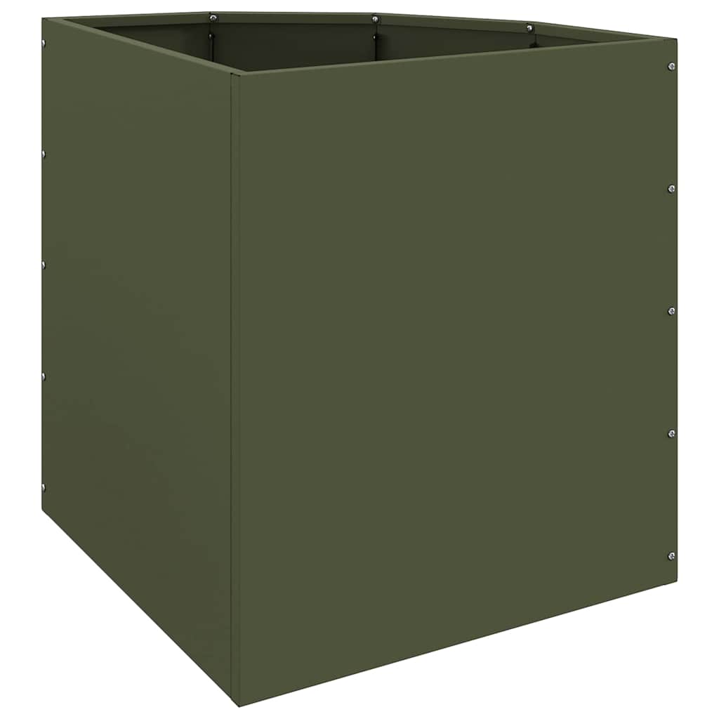 Vaso d'angolo Verde oliva 45 x 45 x 50 cm Acciaio