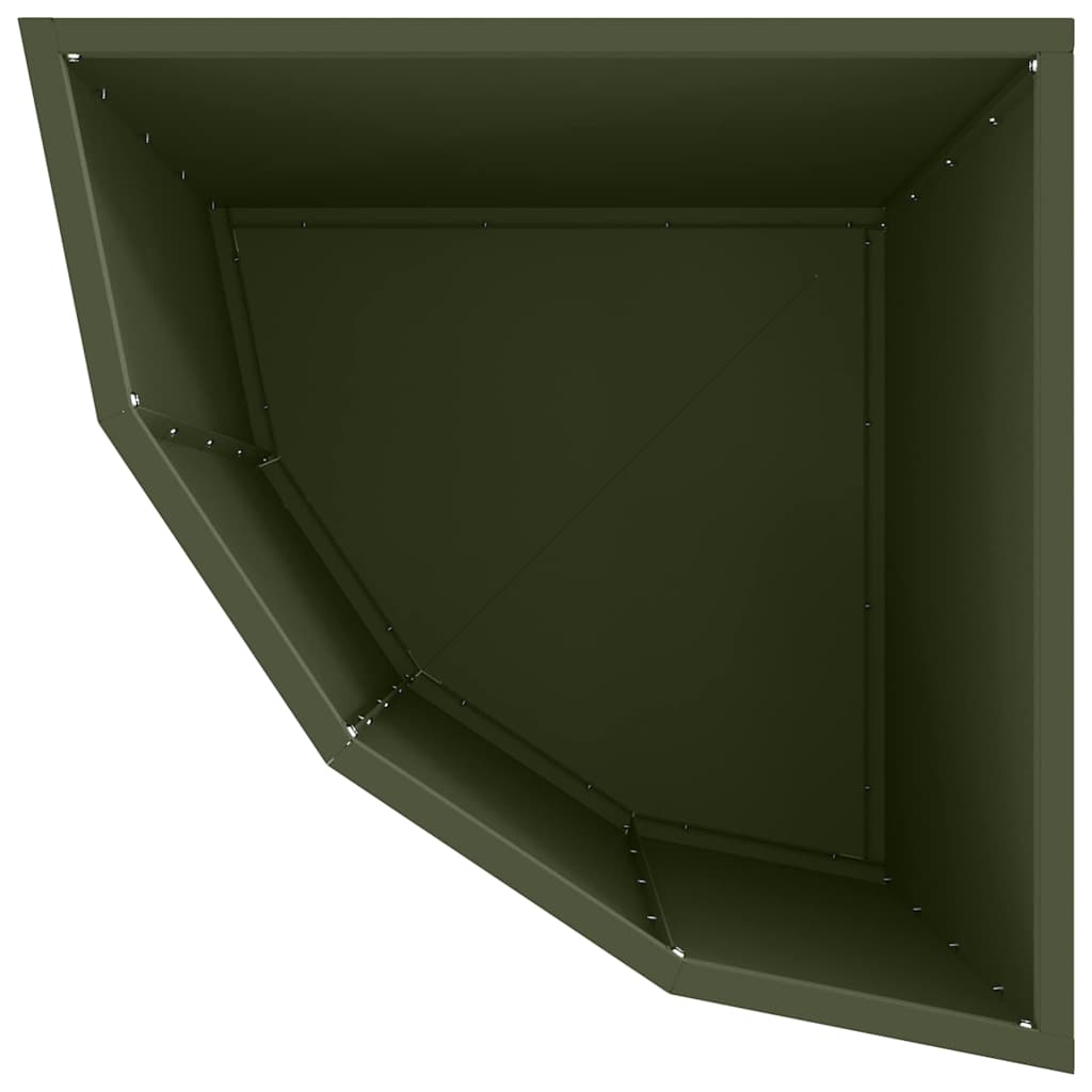 Vaso d'angolo Verde oliva 45 x 45 x 50 cm Acciaio