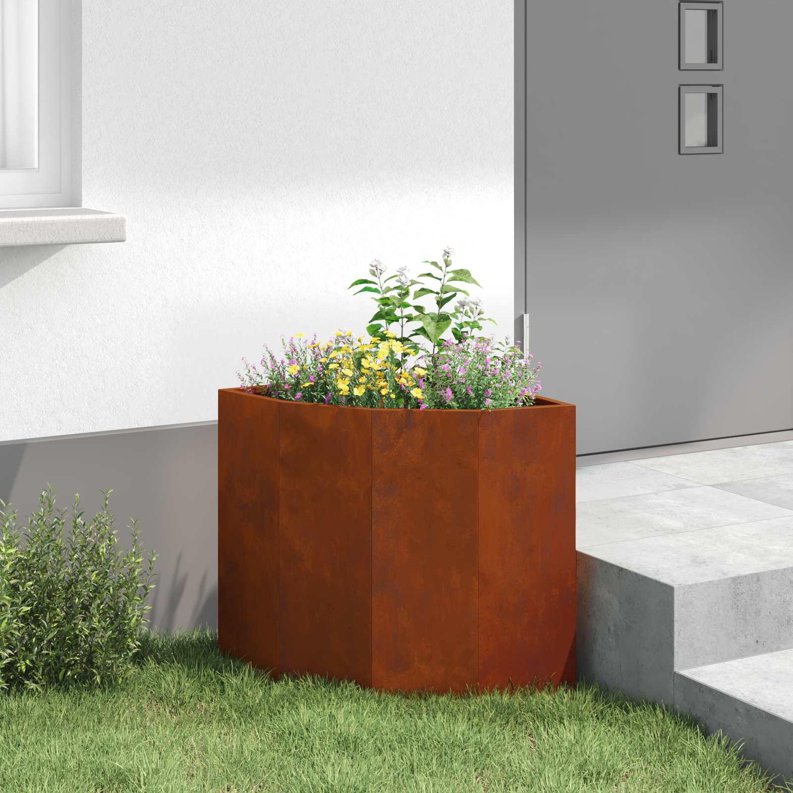 Vaso d'angolo Ruggine 45 x 45 x 50 cm acciaio corten