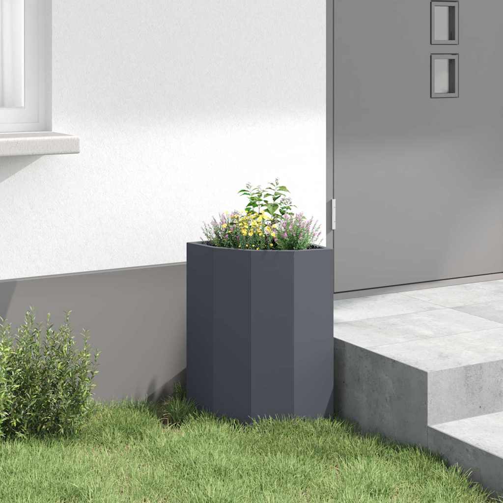 Vaso d'angolo Antracite 30 x 30 x 50 cm Acciaio