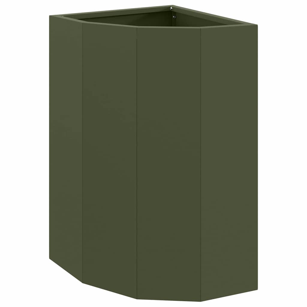 Vaso d'angolo Verde oliva 30 x 30 x 50 cm Acciaio