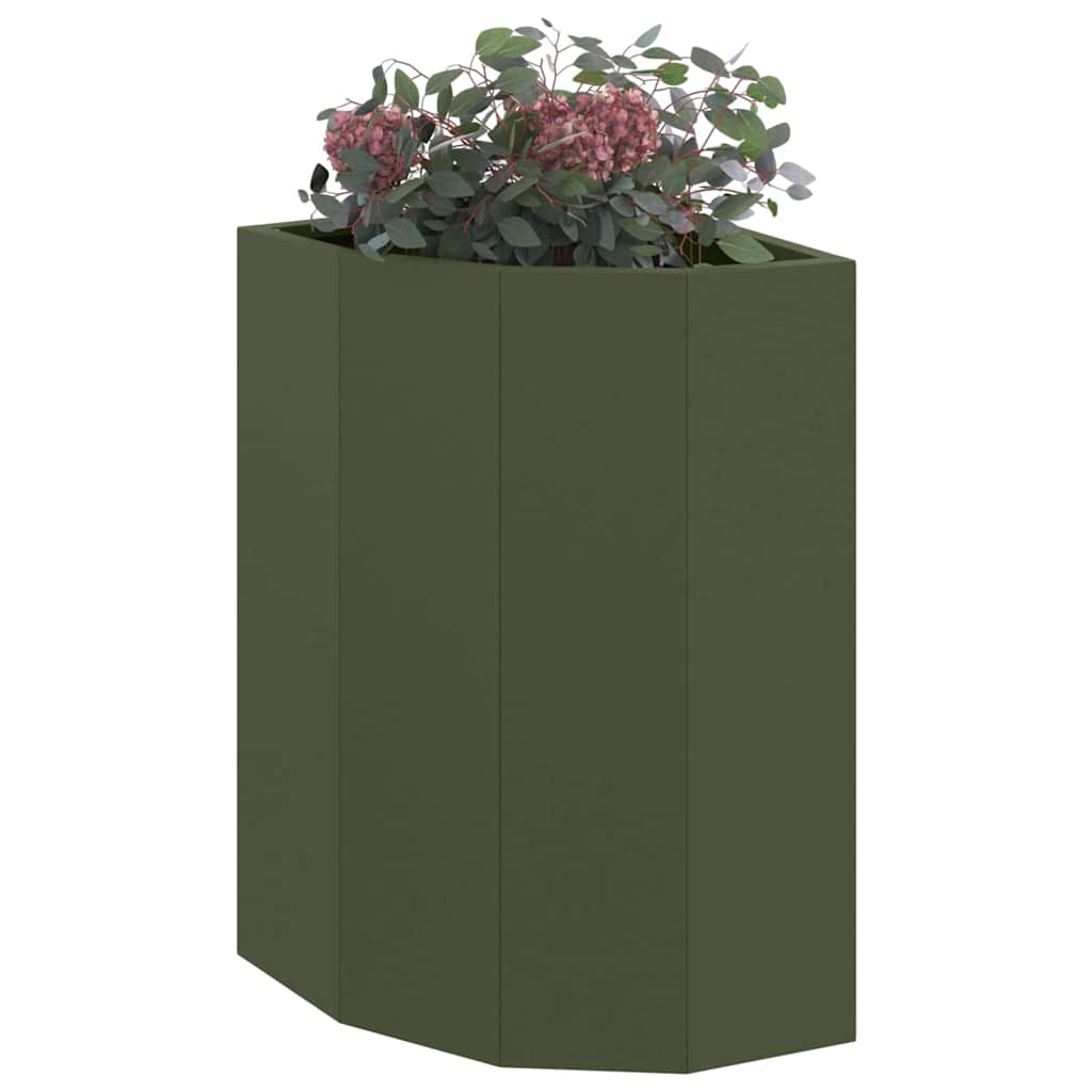 Vaso d'angolo Verde oliva 30 x 30 x 50 cm Acciaio