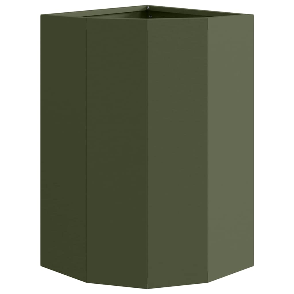Vaso d'angolo Verde oliva 30 x 30 x 50 cm Acciaio