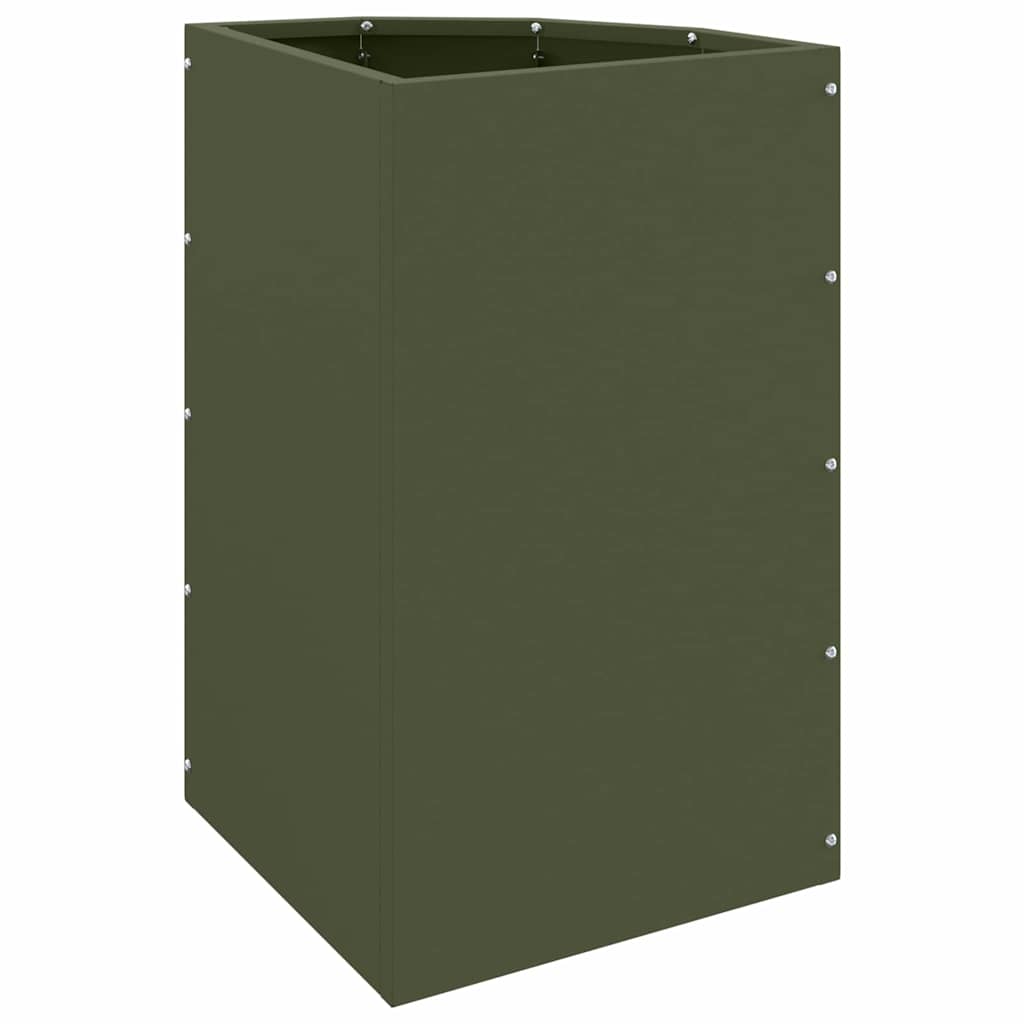 Vaso d'angolo Verde oliva 30 x 30 x 50 cm Acciaio
