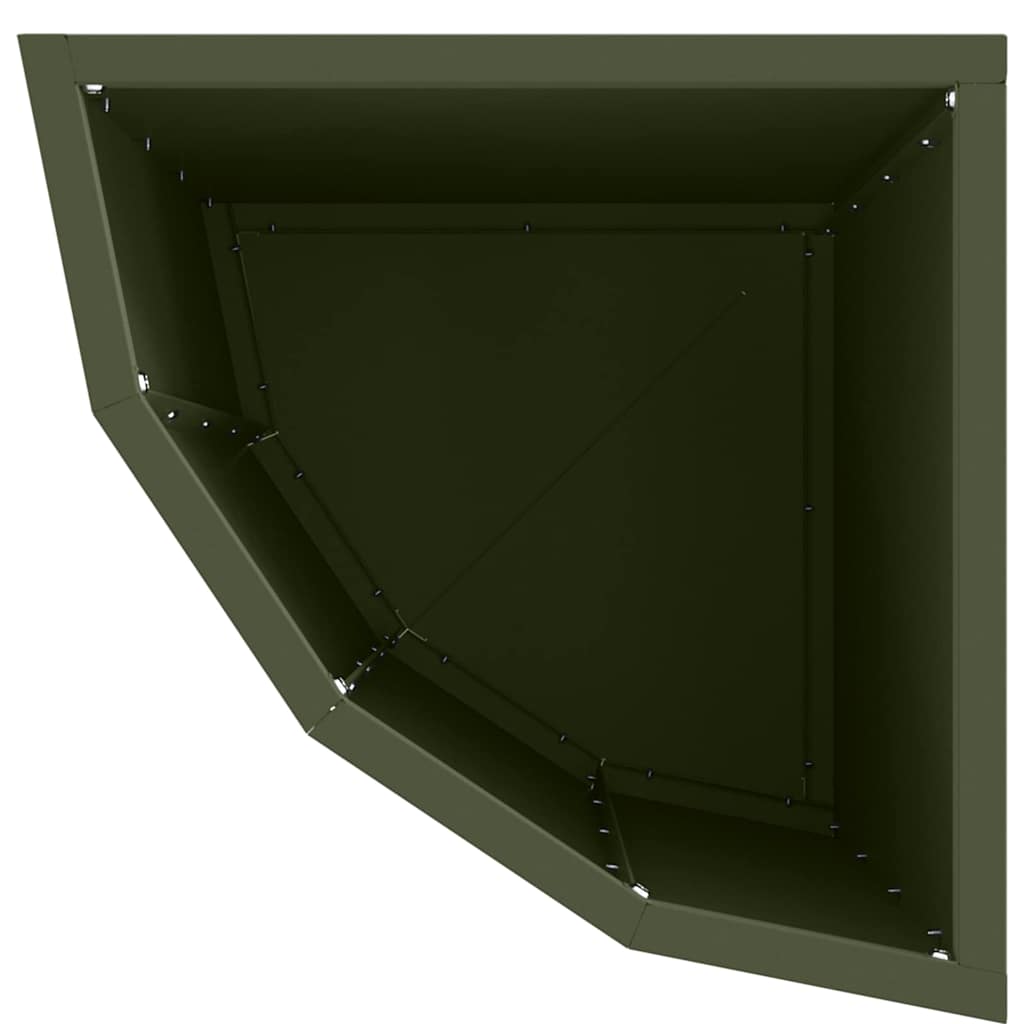 Vaso d'angolo Verde oliva 30 x 30 x 50 cm Acciaio