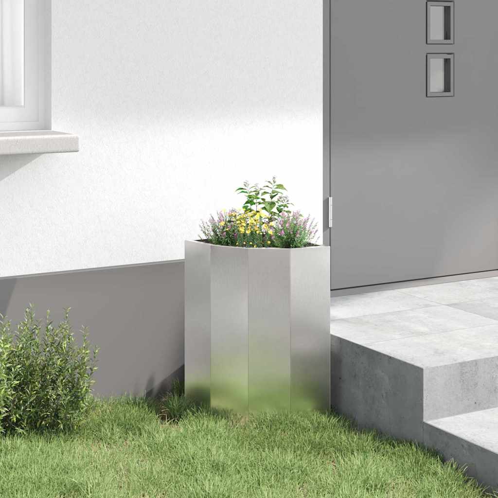 Vaso d'angolo Argento 30 x 30 x 50 cm Acciaio inox