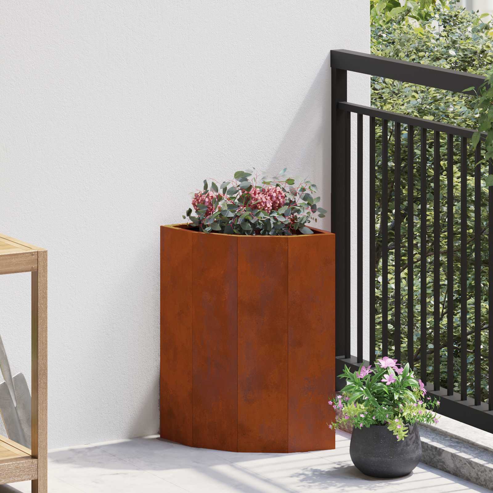 Vaso d'angolo Ruggine 30 x 30 x 50 cm acciaio corten
