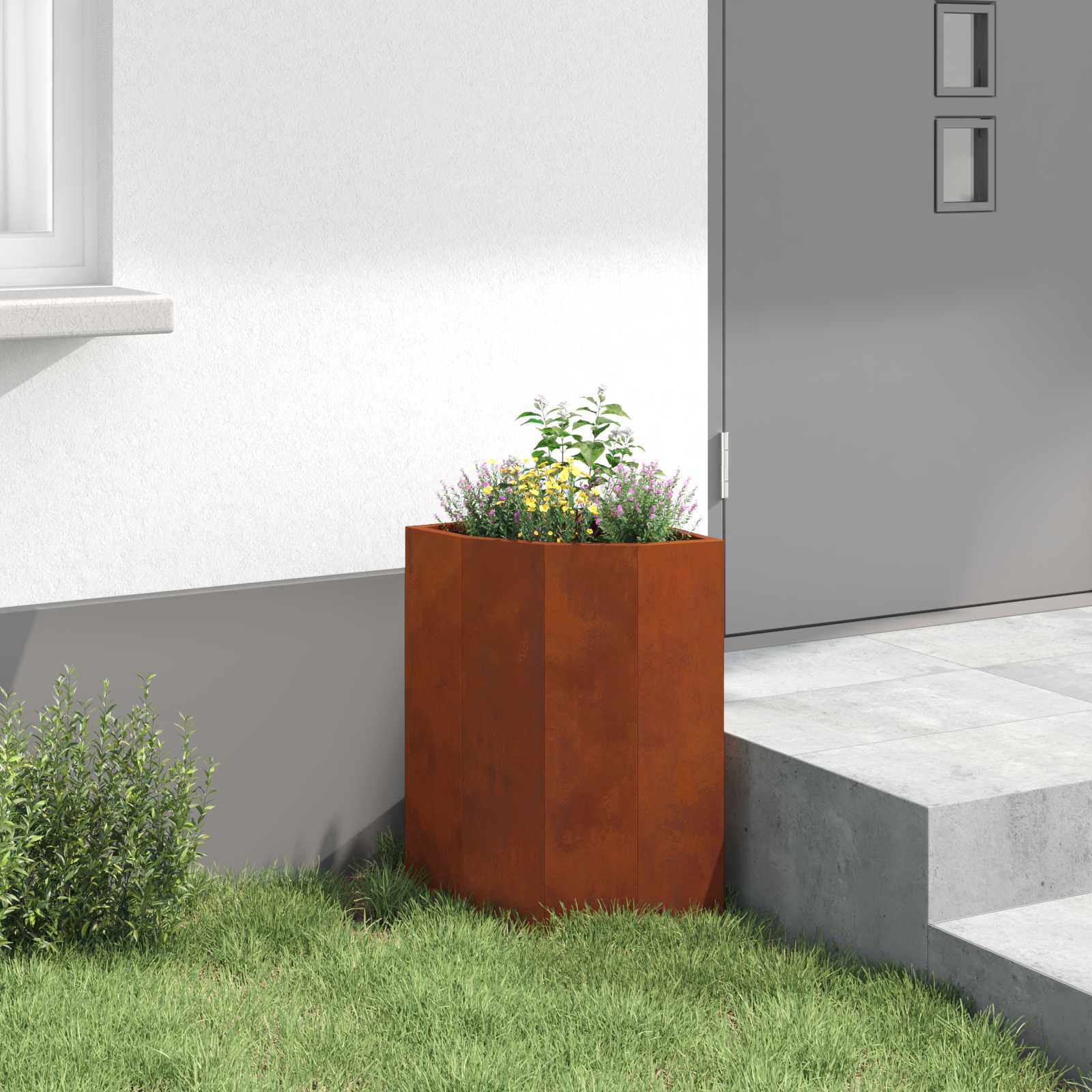 Vaso d'angolo Ruggine 30 x 30 x 50 cm acciaio corten