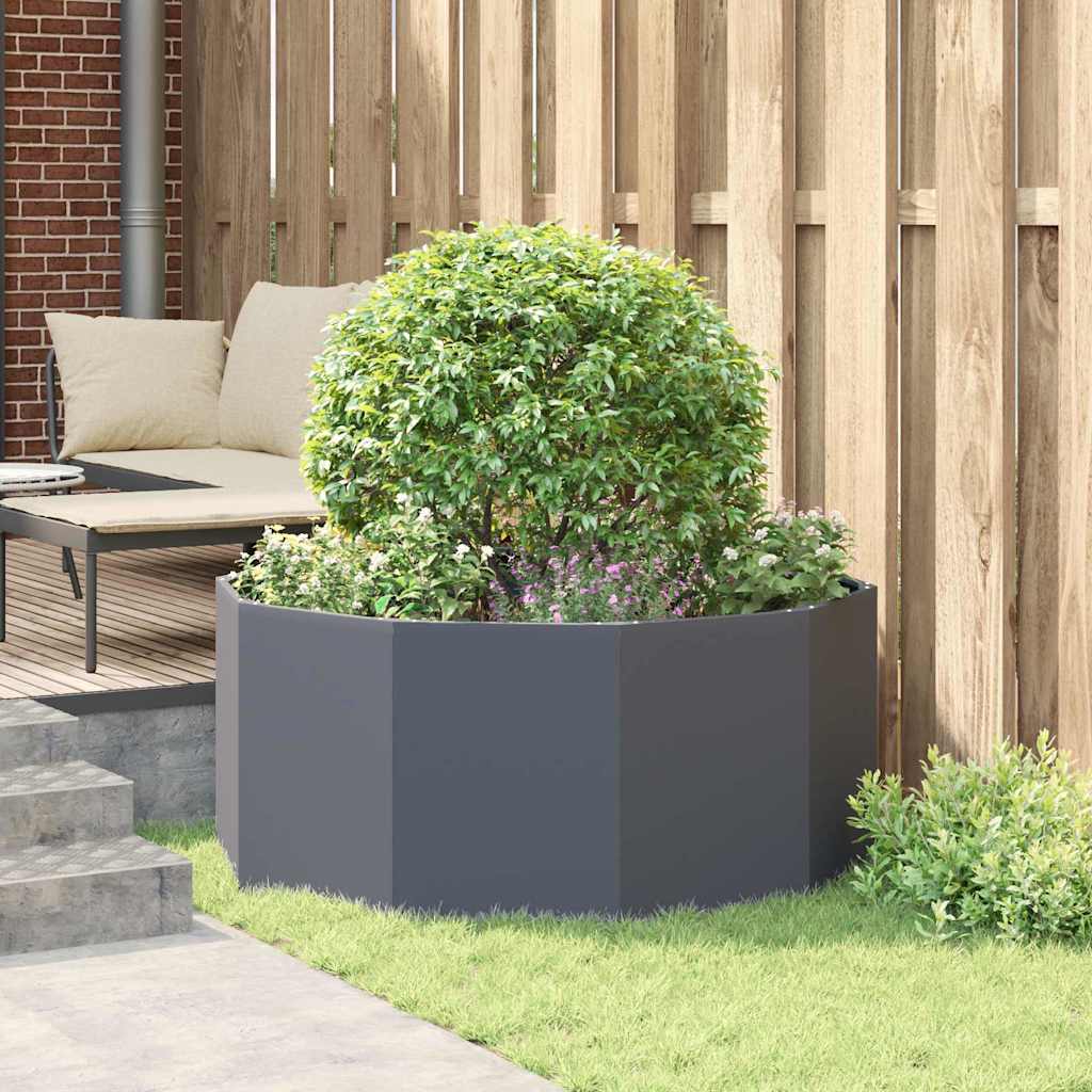 Fioriera rotonda antracite in acciaio 120 x 120 cm