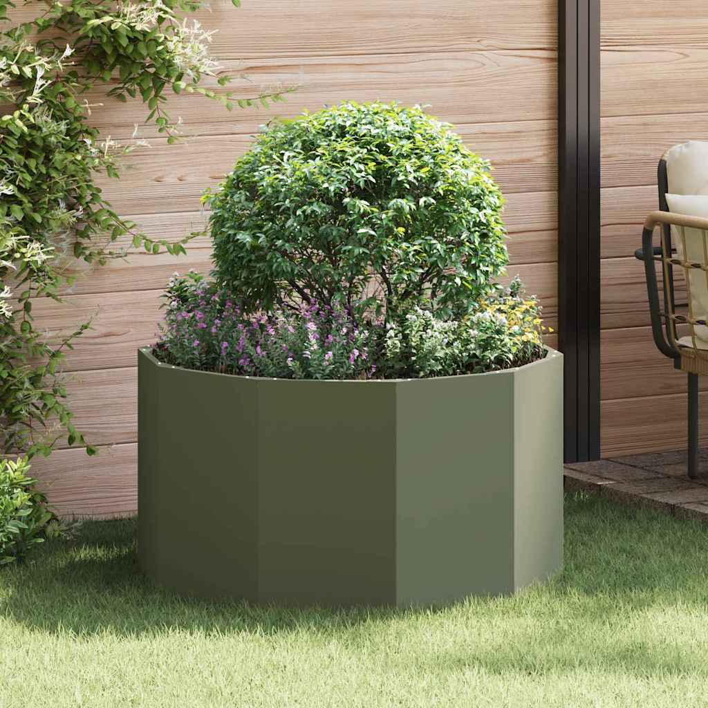 Fioriera Verde oliva 90 x 90 x 50 cm Acciaio